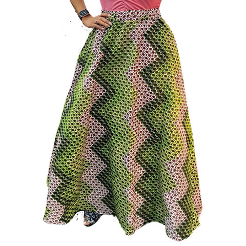 Chroma Collection Maxi Skirt - Green Honeycomb