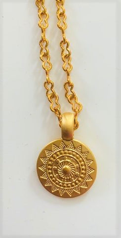 Sun Tribal Brass Medallion Necklace