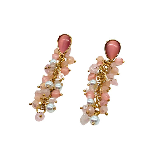 Pink Pearls Drop Earrings