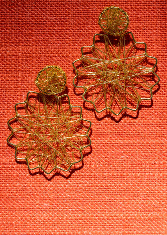 Gold Lattice Flower Earrings