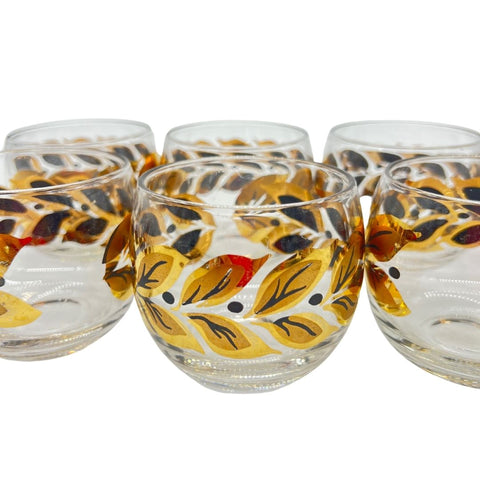 Set of 8 Scotch Glasses with Gold Leaves