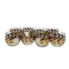 Set of 8 Scotch Glasses with Gold Leaves