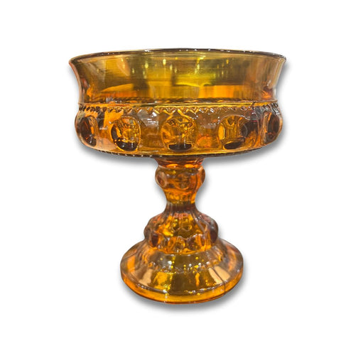 Vintage Amber Compote Bowl