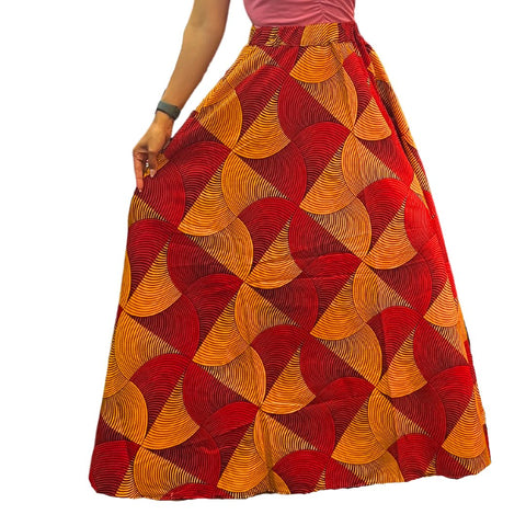 Chroma Collection Maxi Skirt - Orang Swirls