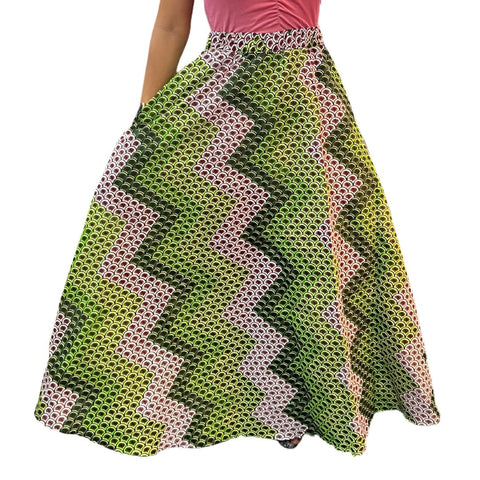 Chroma Collection Maxi Skirt - Green Honeycomb