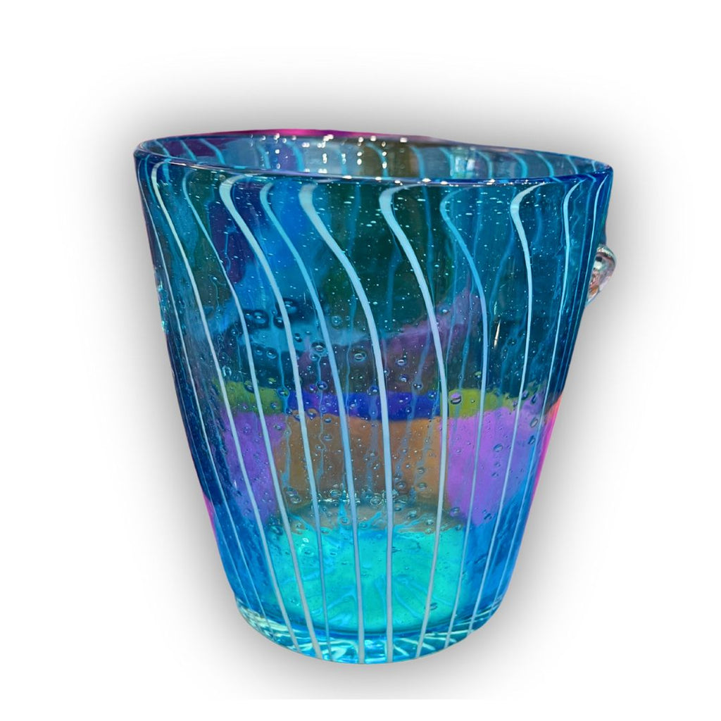 Vintage Blue Crystal Ice Bucket