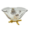 Vintage Large Glass Bowl with Brass Stand