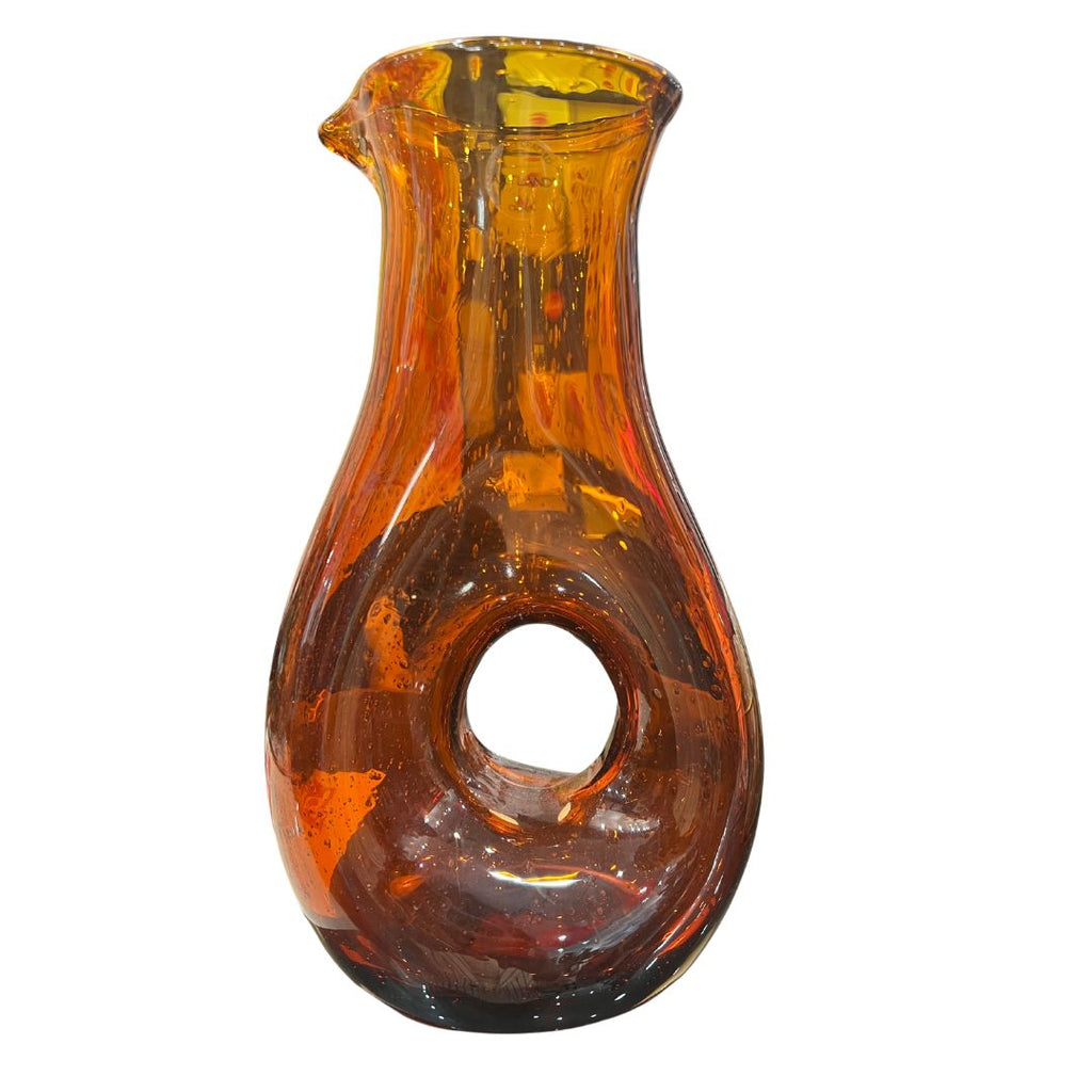 Amber Glass Pitcher with Hole