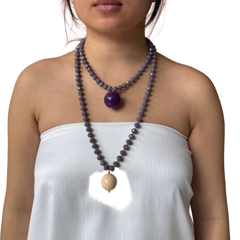 Bella Sphera Necklace Black and Purple and Cream