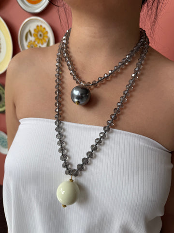 Bella Sphera Necklace Silver and Cream