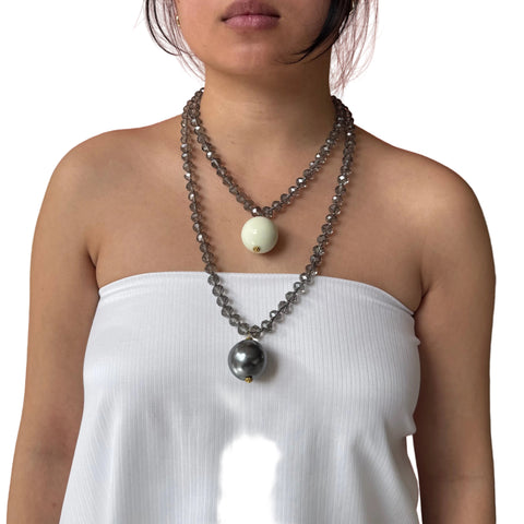 Bella Sphera Necklace Silver and Cream