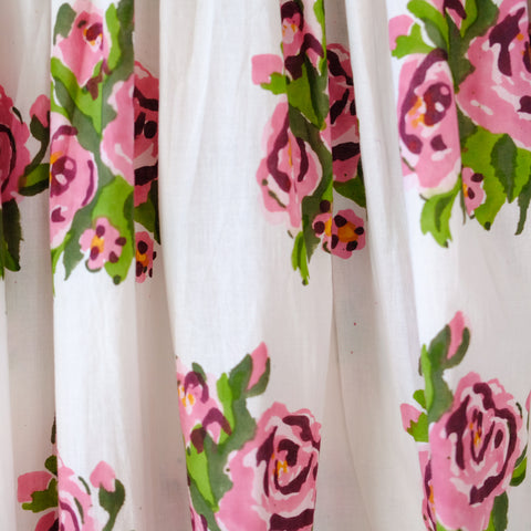 Handmade Cotton Skirt  Blush and Green