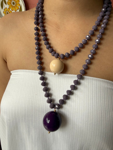 Bella Sphera Necklace Black and Purple and Cream