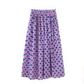 Handmade Cotton Skirt Plum and Blue