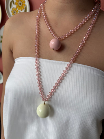 Bella Sphera Necklace Pink and Cream