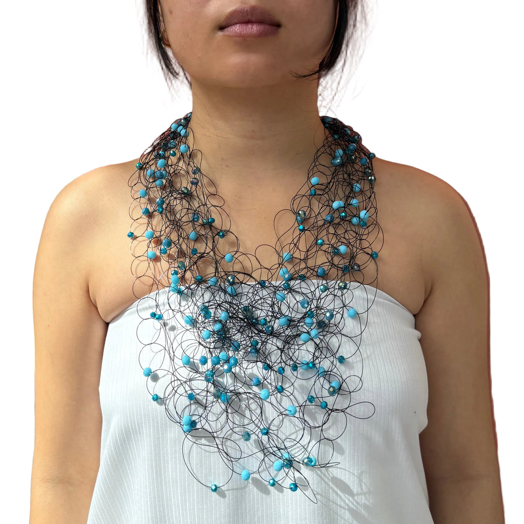 Artful Web Necklace Blues