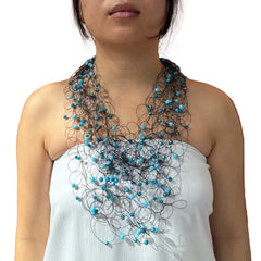 Artful Web Necklace Blues