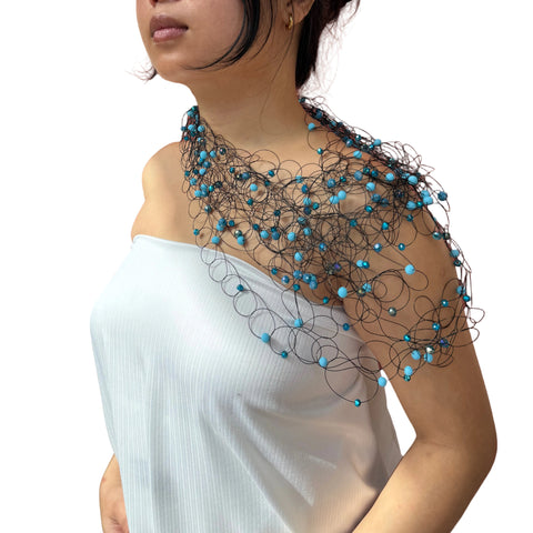 Artful Web Necklace Blues