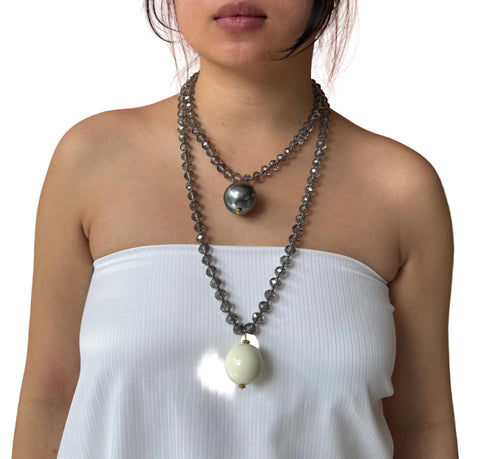 Bella Sphera Necklace Silver and Cream