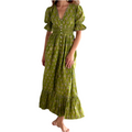 Tatiana Block Printed Dress Olive