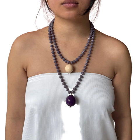 Bella Sphera Necklace Black and Purple and Cream