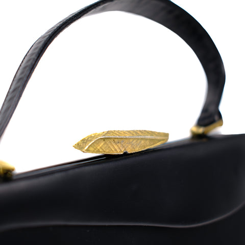 Vintage Black Handbag with Gold Clasp