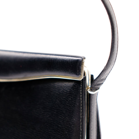 Vintage Black Leather Evening Bag with Scarf