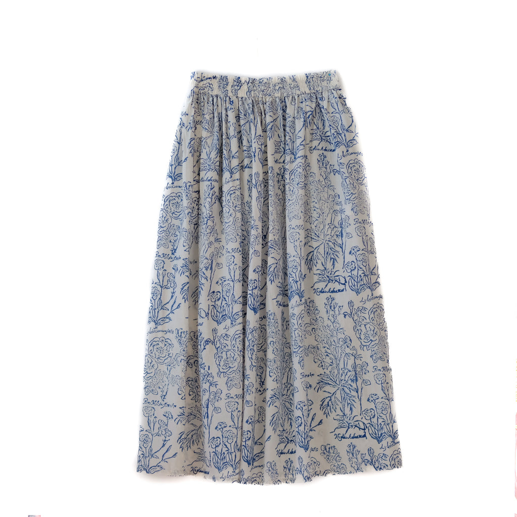 Handmade Cotton Skirt White and Blue