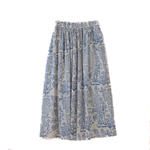 Handmade Cotton Skirt White and Blue
