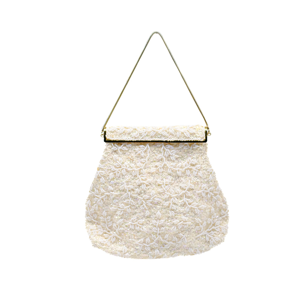 Vintage White Beaded Evening Bag