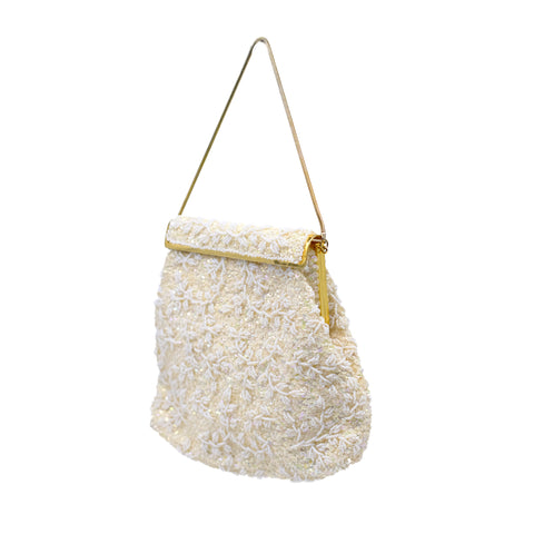 Vintage White Beaded Evening Bag