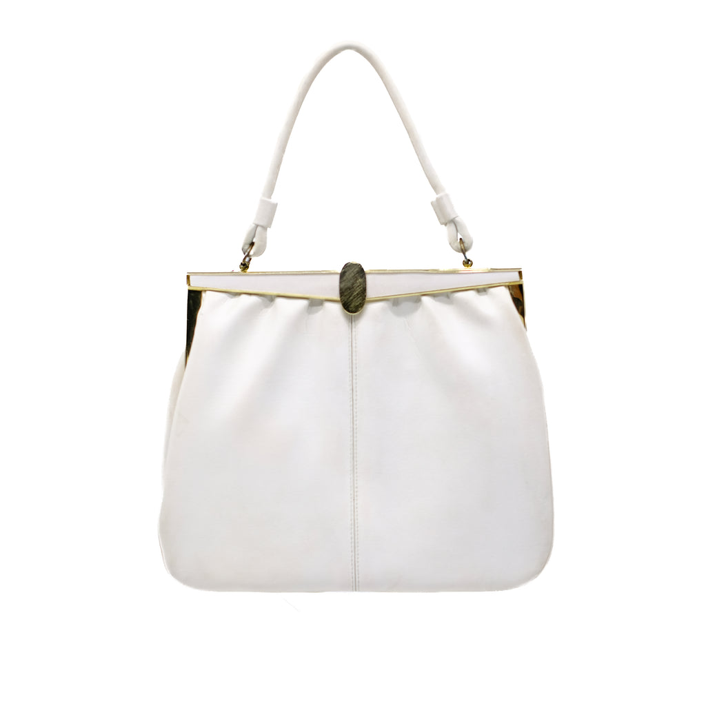 Vintage White Leather Handbag