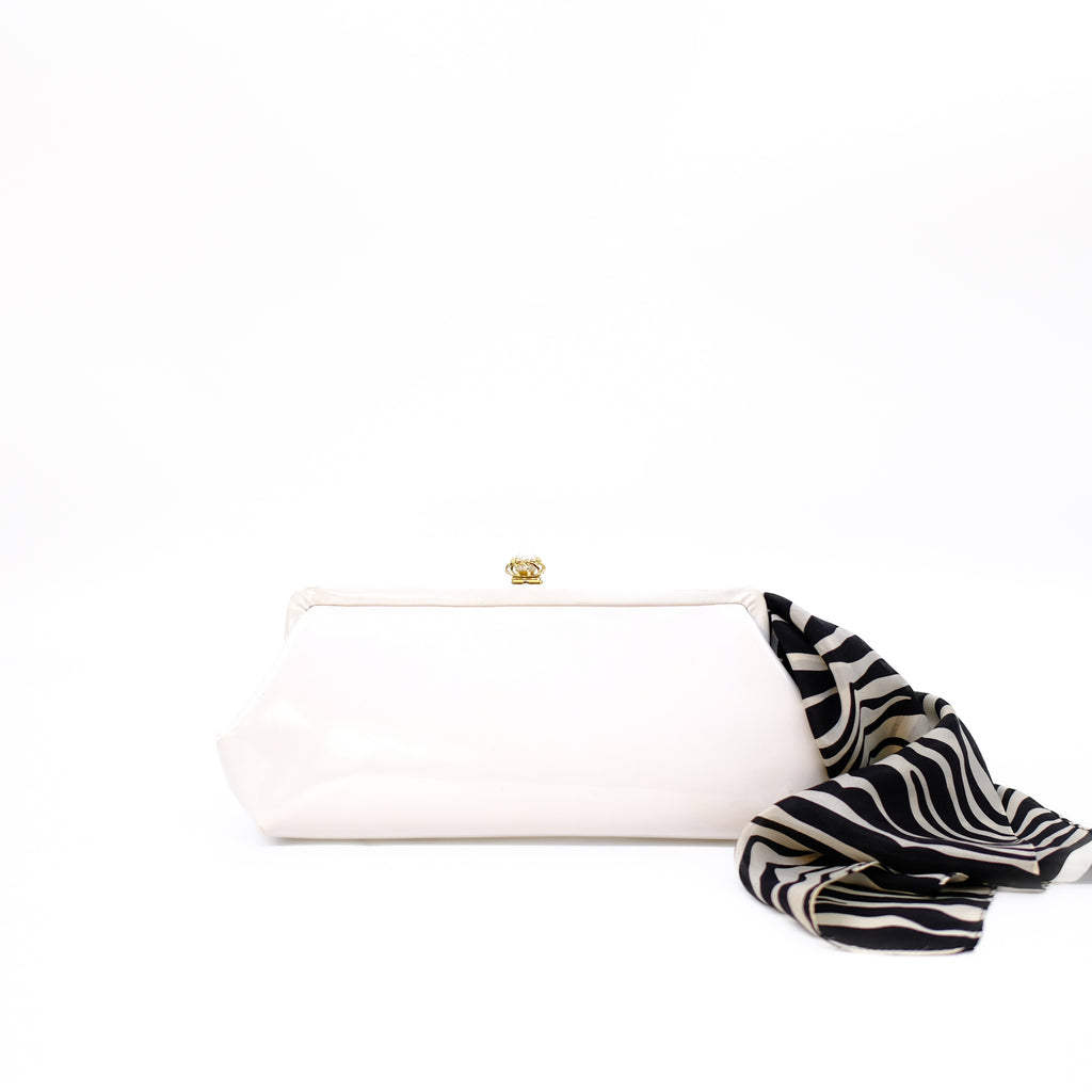 Vintage White Patent Leather Clutch