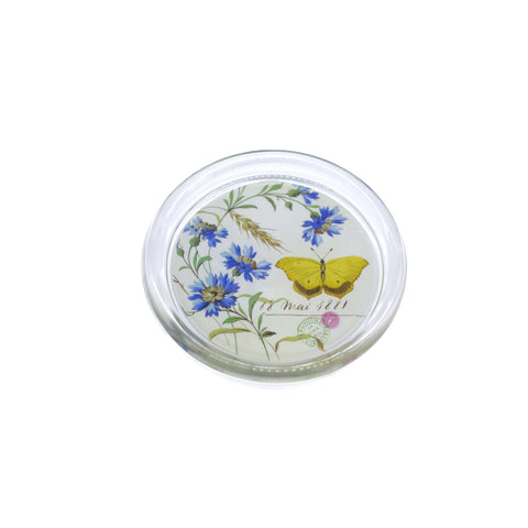 Glass Coaster with Floral Illustration