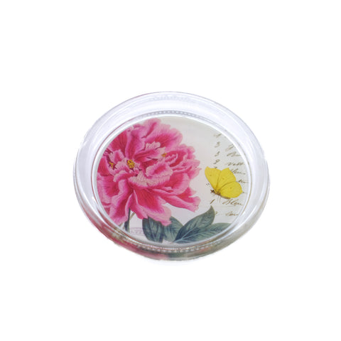 Glass Coaster with Floral Illustration