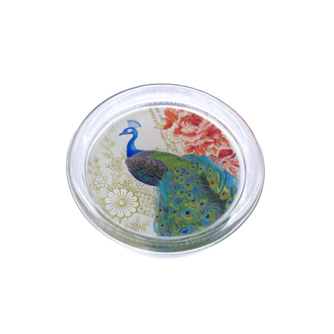 Glass Coaster with Floral Illustration