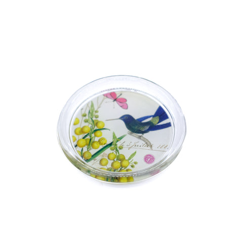 Glass Coaster with Floral Illustration