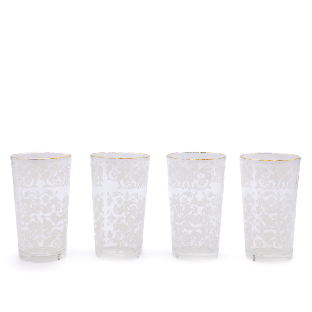 Vintage White Fleur Glass Set