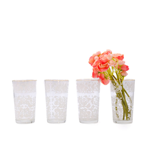 Vintage White Fleur Glass Set