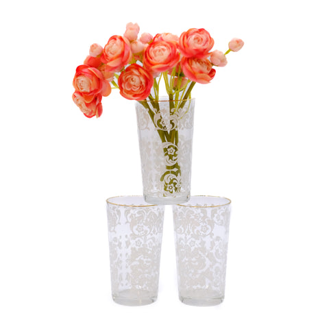 Vintage White Fleur Glass Set