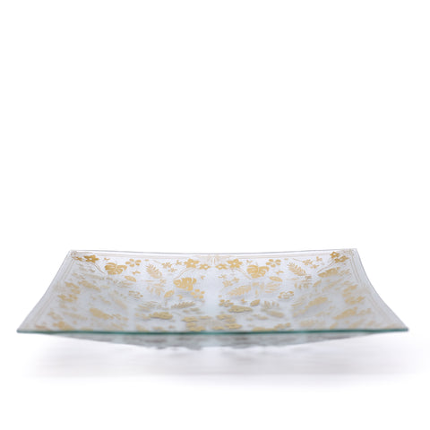 Golden Foliage: Vintage Glass Serving Platter