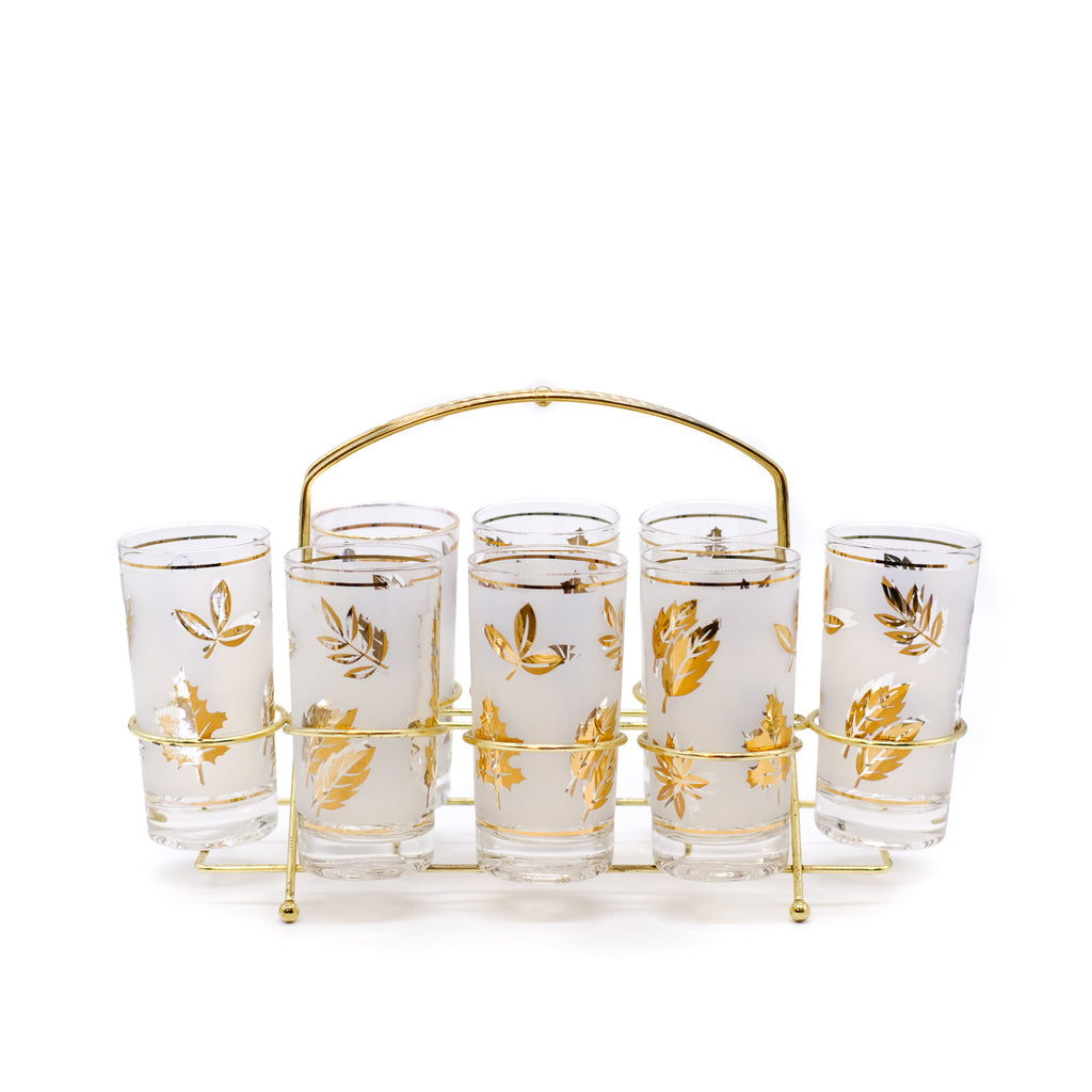 Golden Foliage Highball Set with Carrier