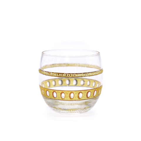 Golden Roly Poly Stripes Glass Set