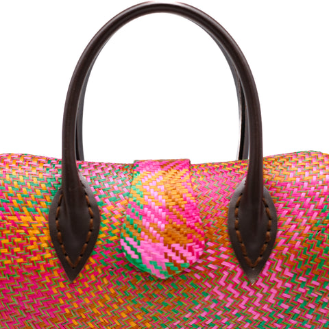 Pink Multi Woven Handbag