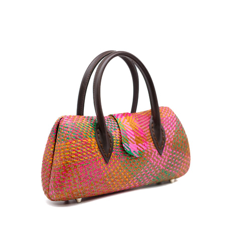 Pink Multi Woven Handbag