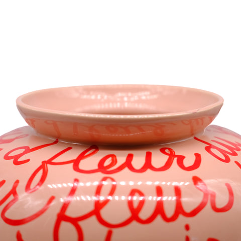 Large Pink Vase with Red Writings