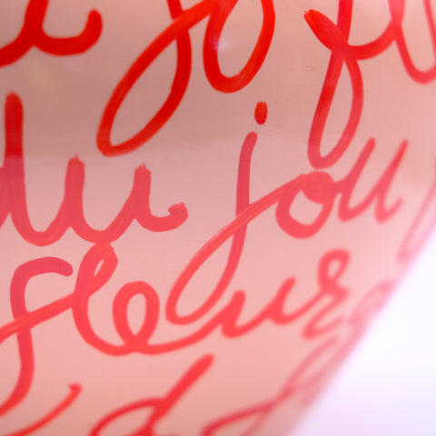 Large Pink Vase with Red Writings