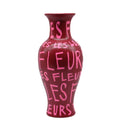 Burgundy Vase with Pink Lettering