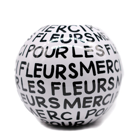 Merci White Hand Lettered Vase