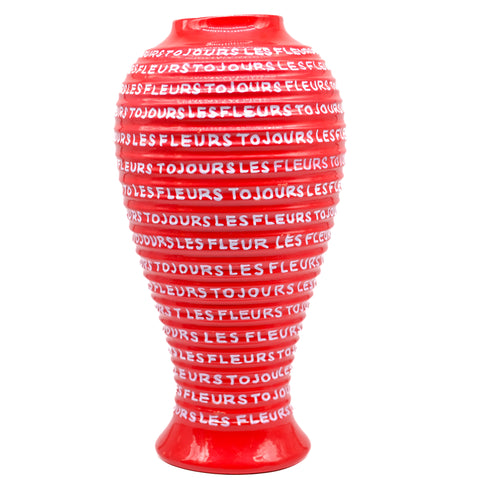 Red Hand Lettered Vase
